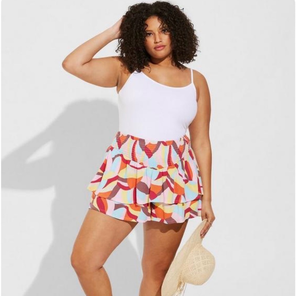 3.5 Inch Pull-On Washable Gauze Smocked Ruffle Short